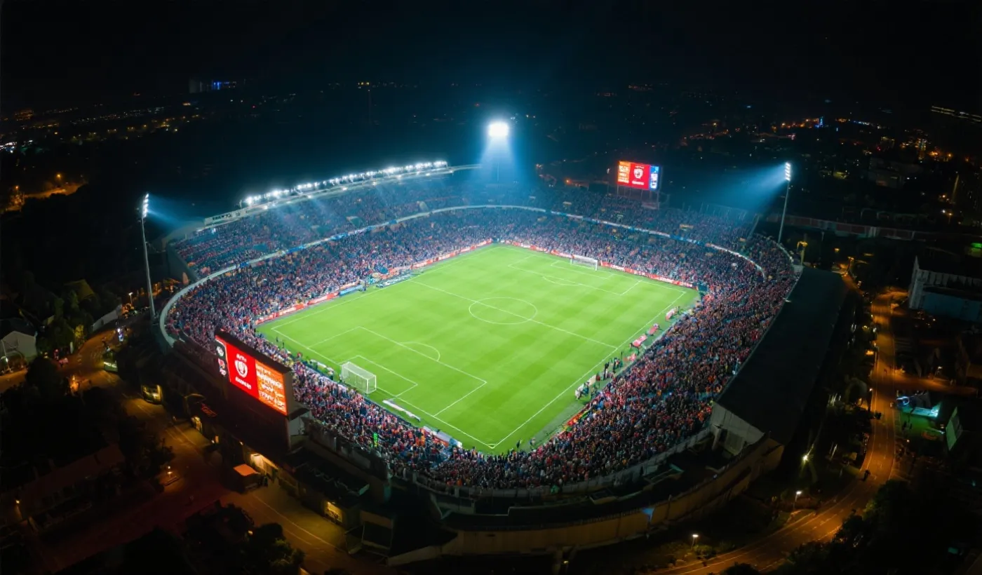 世界杯夜场球场与观众氛围示意